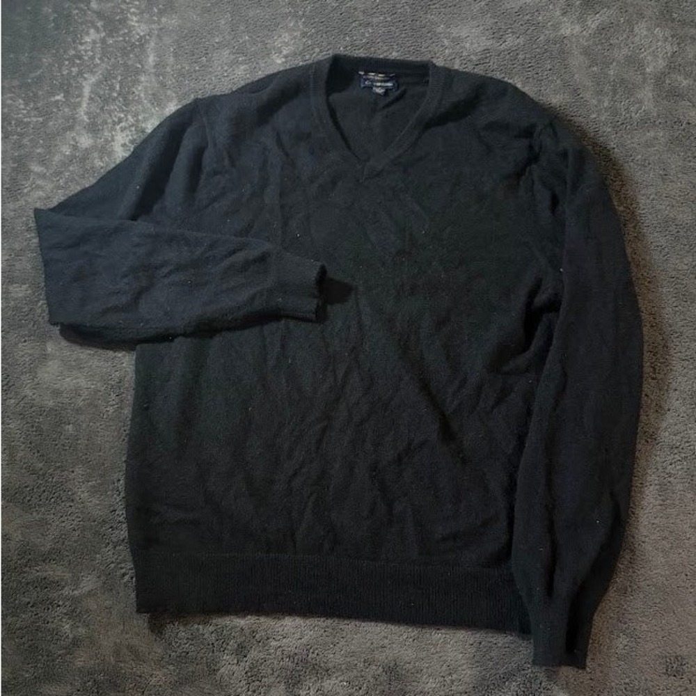 Club Room Mens Estate Cashmere V-Neck Sweater Black 2-Ply 100% Cashmere Large